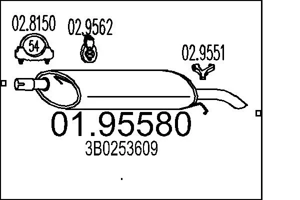 Zadni tlumic vyfuku MTS 01.95580 – OE 3B0253609