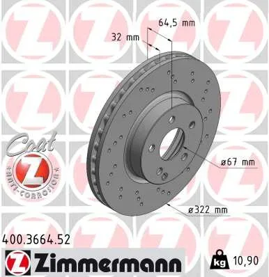 Brzdový kotouč ZIMMERMANN 400.3664.52