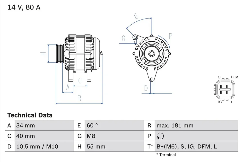 BO 0986042660 Alternátor BOSCH-výměnný díl
