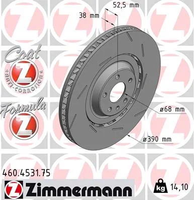 Brzdový kotouč ZIMMERMANN 460.4531.75 – OE 95B615302M