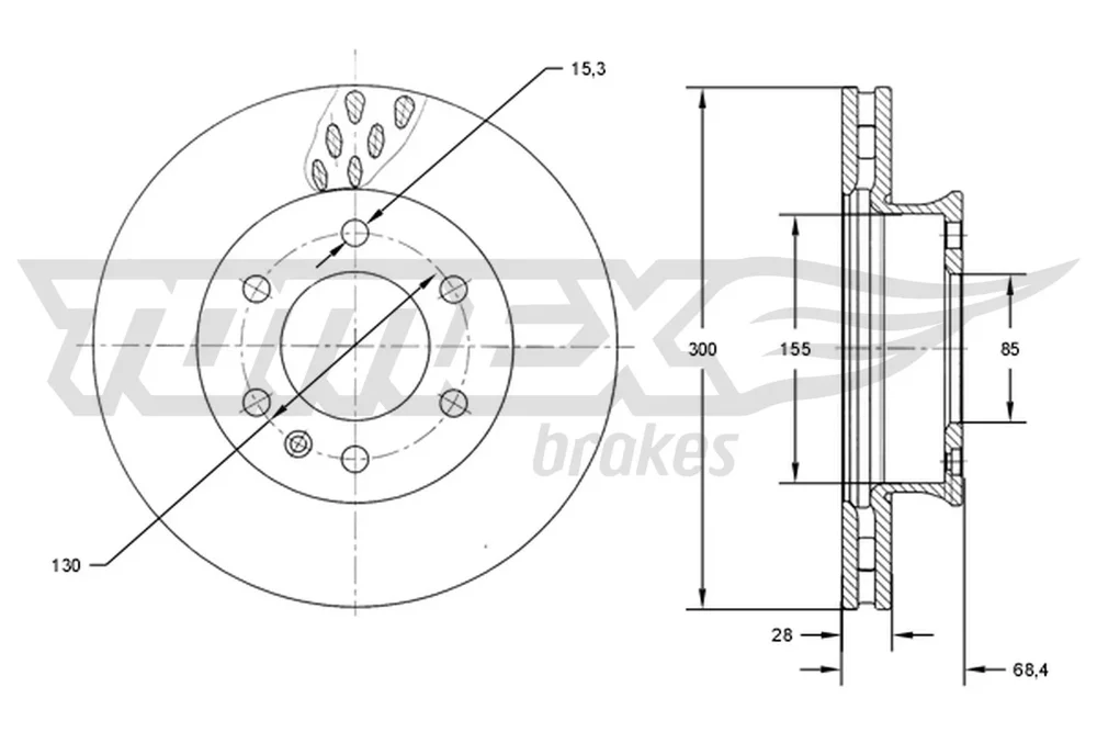 Brzdový kotouč Tomex Brakes TX71-19 Brzdový kotouč Tomex Brakes TX71-19