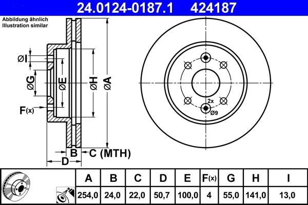 Brzdový kotouč ATE 24.0124-0187.1 – OE 51712-FD300