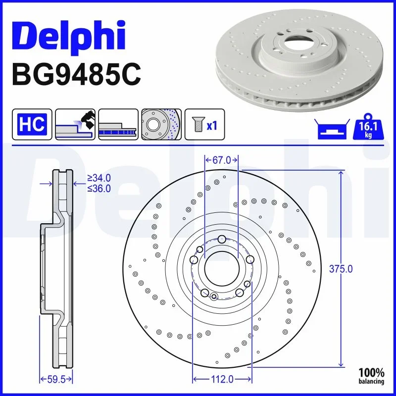 Brzdový kotouč DELPHI BG9485C