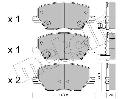 Sada brzdových destiček, kotoučová brzda METELLI 22-1001-0