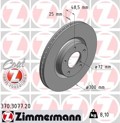 Brzdový kotouč ZIMMERMANN 370.3077.20