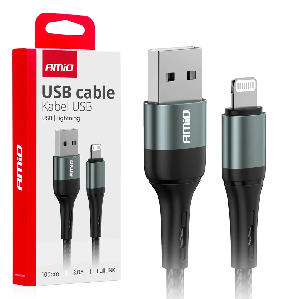 Kabel USB na Lightning 3A 100cm FullLINK AMIO-03913 Kabel USB na Lightning 3A 100cm FullLINK AMIO-03913
