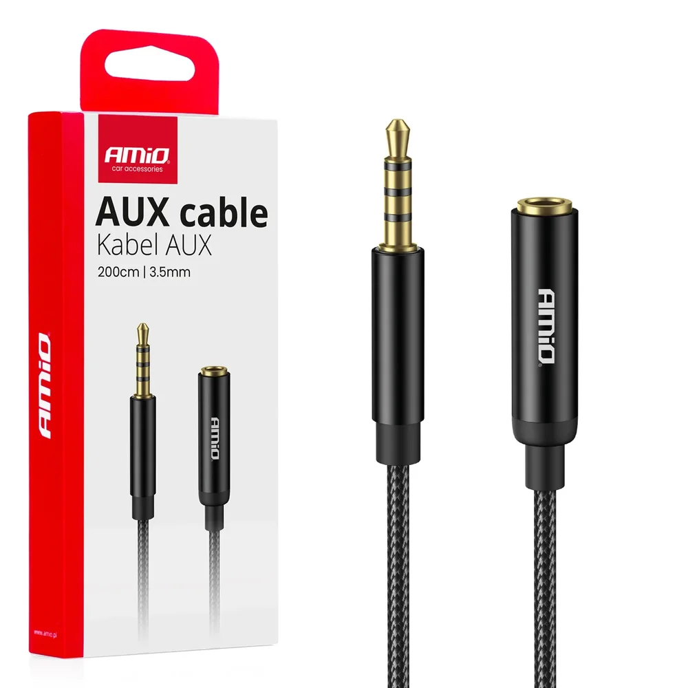 Prodlužovací kabel AUX Mini Jack 3,5 mm samec na 3,5 mm samice 2 m AMiO-04296 Prodlužovací kabel AUX Mini Jack 3,5 mm samec na 3,5 mm samice 2 m AMiO-04296