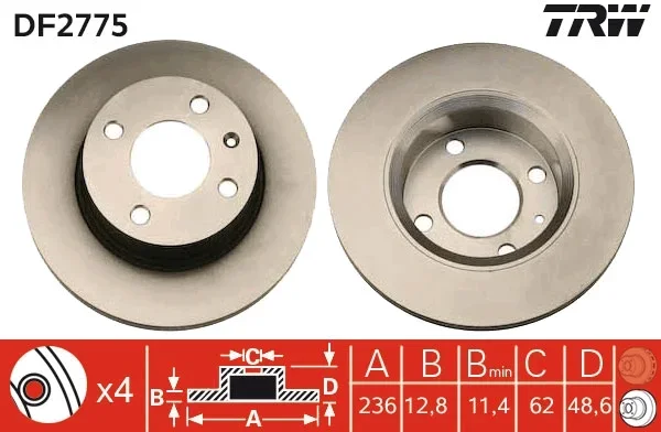 Brzdový kotouč TRW DF2775 – OE 115430212
