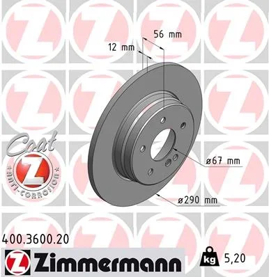 Brzdový kotouč ZIMMERMANN 400.3600.20