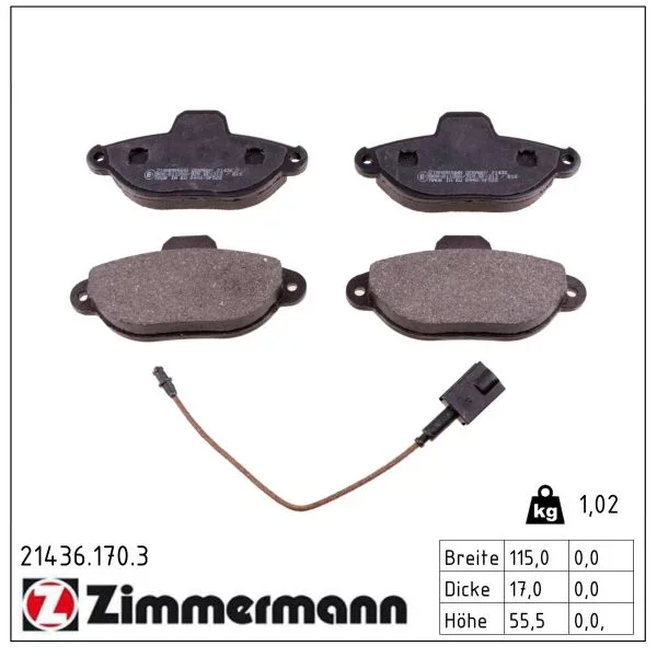 Sada brzdových destiček, kotoučová brzda ZIMMERMANN 21436.170.3