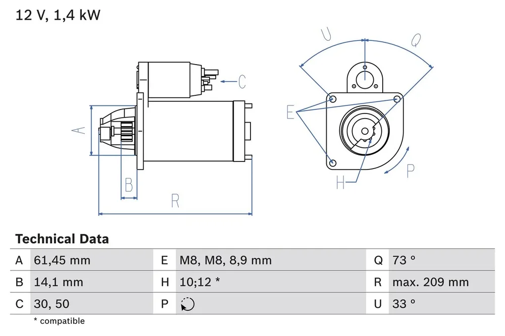 BO 0986022121 Startér BOSCH-výměnný díl