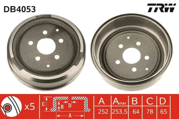 Brzdový buben TRW DB4053 – OE 251609615