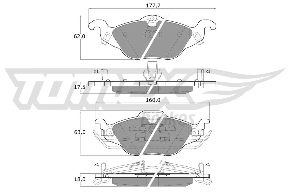 Sada brzdových destiček, kotoučová brzda Tomex Brakes TX12-21