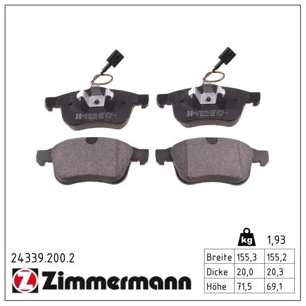 Sada brzdových destiček, kotoučová brzda ZIMMERMANN 24339.200.2