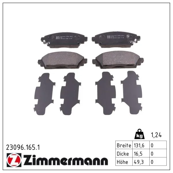 Sada brzdových destiček, kotoučová brzda ZIMMERMANN 23096.165.1