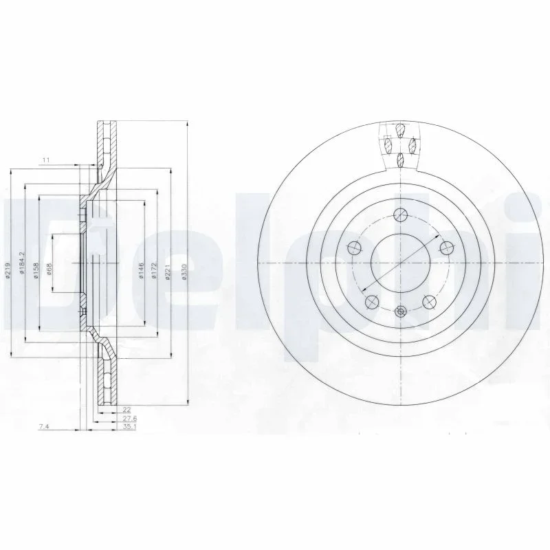 Brzdový kotouč DELPHI BG4087 – OE 4F0615601B