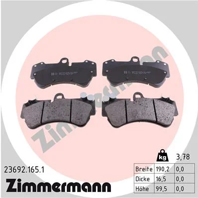 Sada brzdových destiček, kotoučová brzda ZIMMERMANN 23692.165.1
