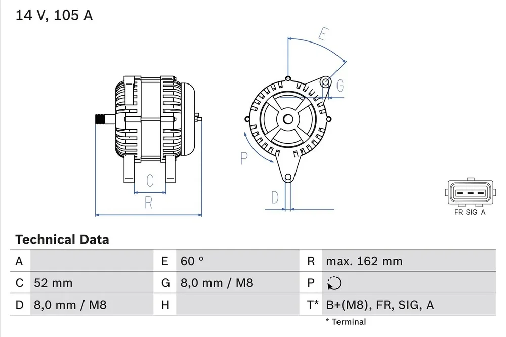 BO 0986081090 Alternátor BOSCH-výměnný díl