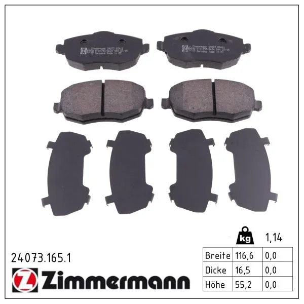 Sada brzdových destiček, kotoučová brzda ZIMMERMANN 24073.165.1