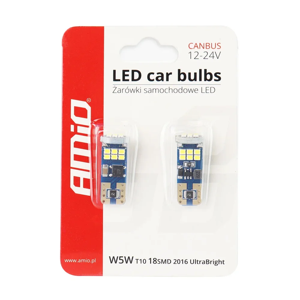 LED CANBUS 18SMD UltraBright 2016 T10e White 12V / 24V AMIO 01292 - Obrázek 5