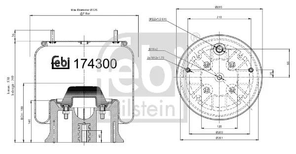 Mech, pneumatické odpružení FEBI BILSTEIN 174300