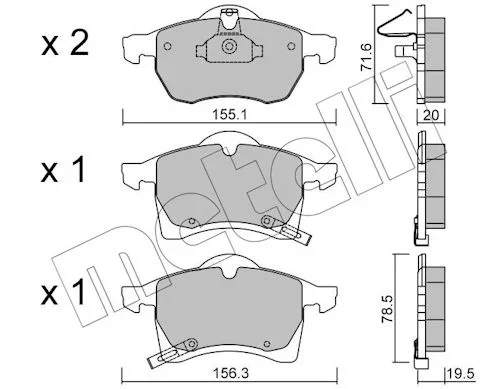 Sada brzdových destiček, kotoučová brzda METELLI 22-0258-0