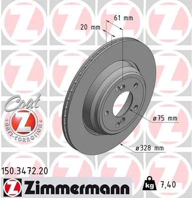 Brzdový kotouč ZIMMERMANN 150.3472.20 – OE 34212229379
