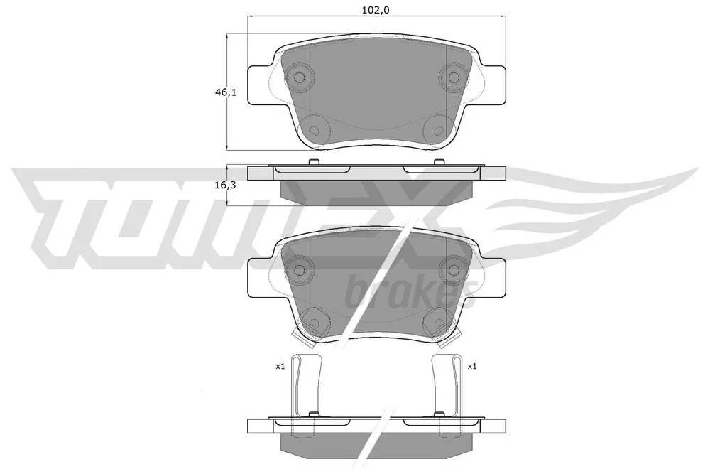 Sada brzdových destiček, kotoučová brzda Tomex Brakes TX13-62