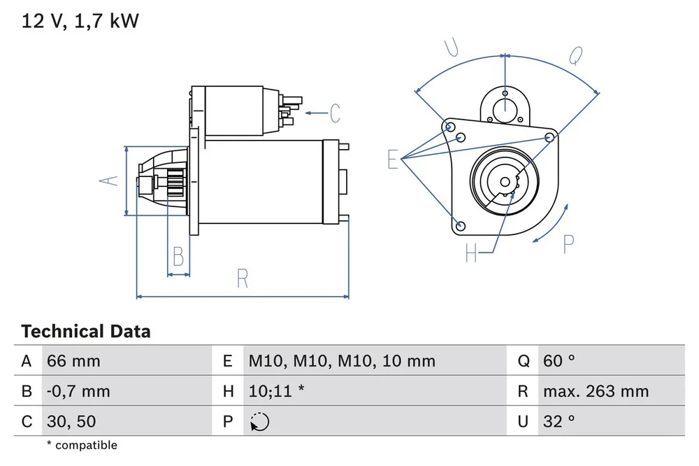BO 0986013200 Startér BOSCH-výměnný díl