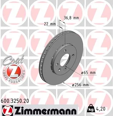 Brzdový kotouč ZIMMERMANN 600.3250.20