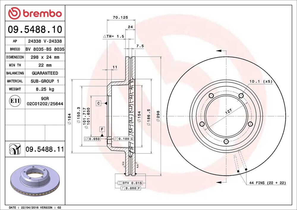 Brzdový kotouč BREMBO 09.5488.11