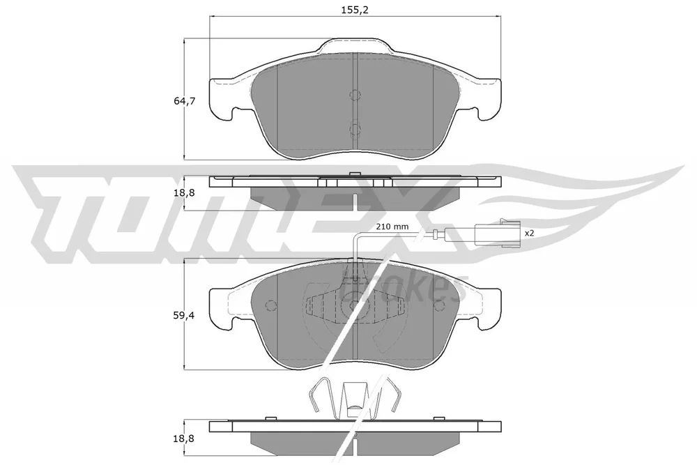 Sada brzdových destiček, kotoučová brzda Tomex Brakes TX16-62