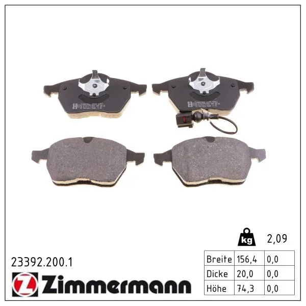 Sada brzdových destiček, kotoučová brzda ZIMMERMANN 23392.200.1