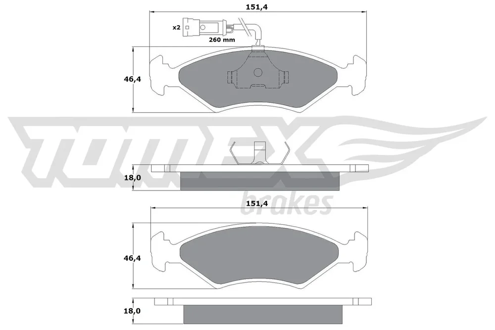 Sada brzdových destiček, kotoučová brzda Tomex Brakes TX10-281