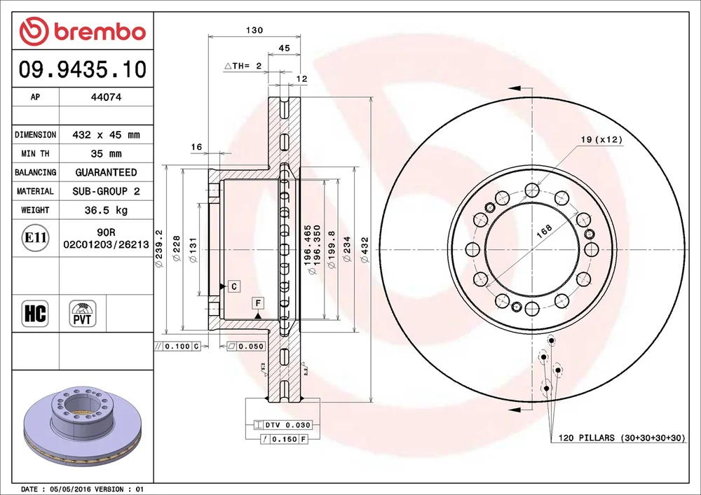 Brzdový kotouč BREMBO 09.9435.10