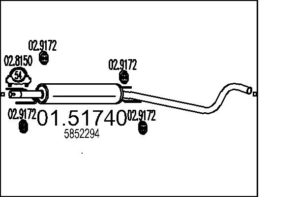 Stredni tlumic vyfuku MTS 01.51740 – OE 5852294 Stredni tlumic vyfuku MTS 01.51740 – OE 5852294