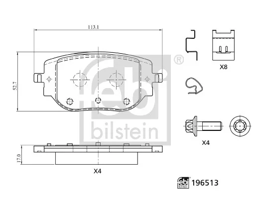Sada brzdových destiček, kotoučová brzda FEBI BILSTEIN 196513