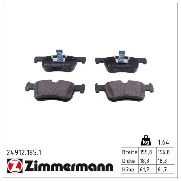 Sada brzdových destiček, kotoučová brzda ZIMMERMANN 24912.185.1