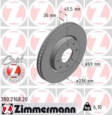 Brzdový kotouč ZIMMERMANN 380.2168.20