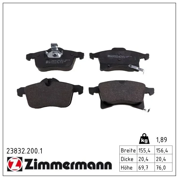 Sada brzdových destiček, kotoučová brzda ZIMMERMANN 23832.200.1