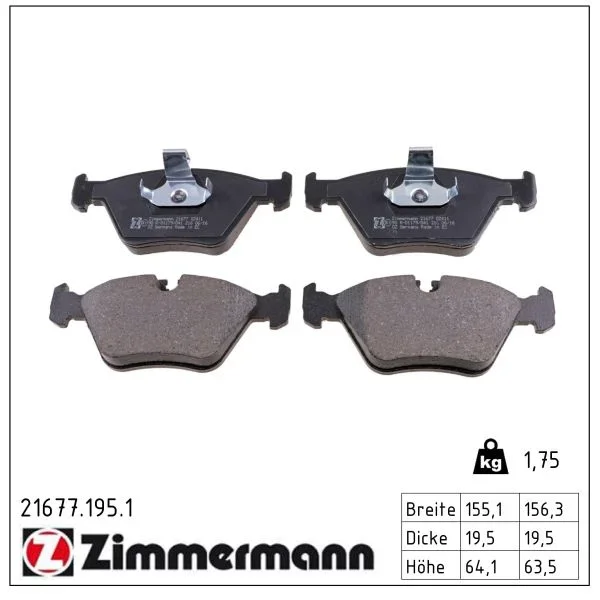 Sada brzdových destiček, kotoučová brzda ZIMMERMANN 21677.195.1