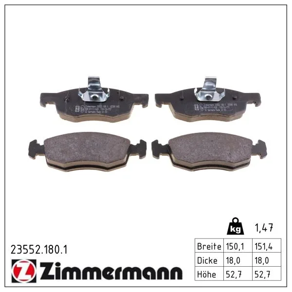 Sada brzdových destiček, kotoučová brzda ZIMMERMANN 23552.180.1