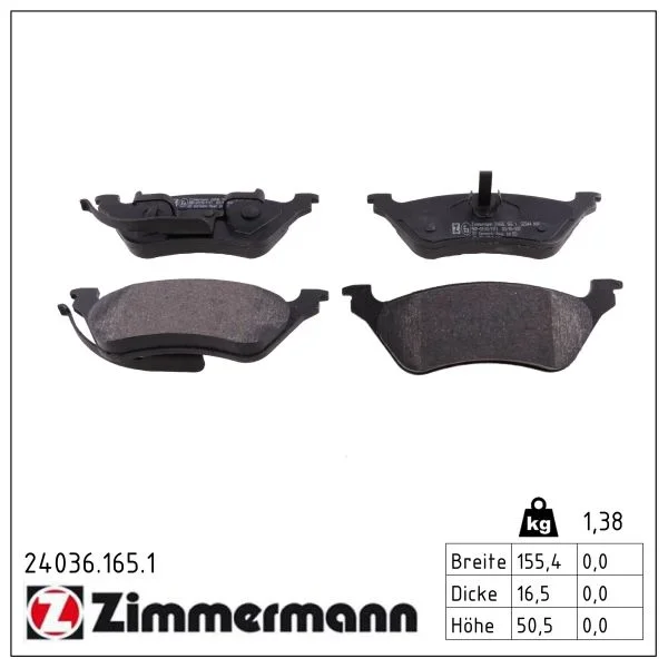 Sada brzdových destiček, kotoučová brzda ZIMMERMANN 24036.165.1