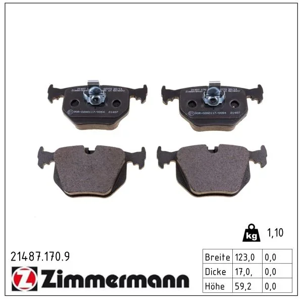 Sada brzdových destiček, kotoučová brzda ZIMMERMANN 21487.170.9