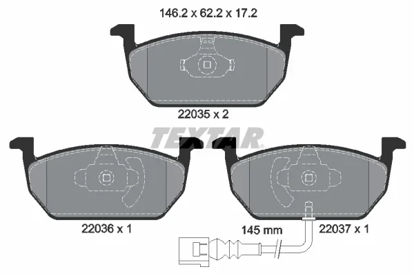Sada brzdových destiček, kotoučová brzda TEXTAR 2203501