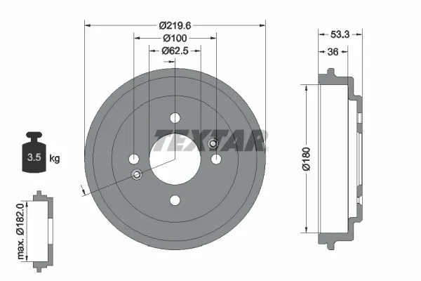 Brzdový buben TEXTAR 94044400 – OE 584111Y000