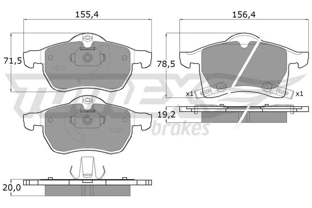 Sada brzdových destiček, kotoučová brzda Tomex Brakes TX12-22