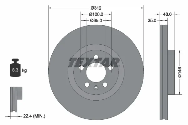 Brzdový kotouč TEXTAR 92303303 – OE 2Q0615301N