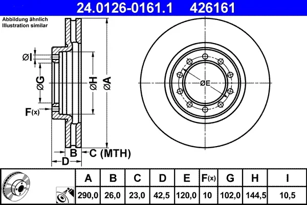 Brzdový kotouč ATE 24.0126-0161.1 – OE 5010260603