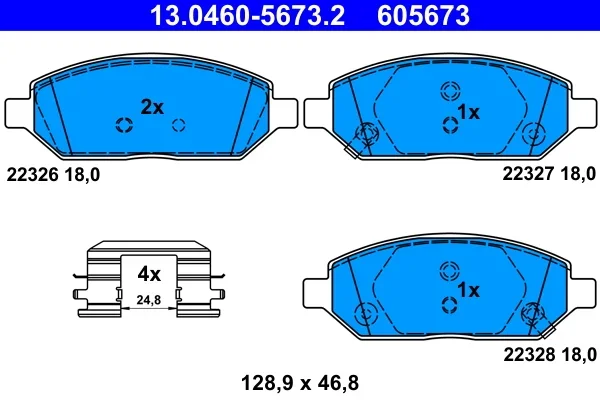 Sada brzdových destiček, kotoučová brzda ATE 13.0460-5673.2